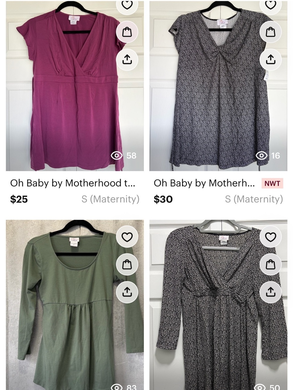 Oh Baby by Motherhood BUNDLE OF FOUR V-Neck Maternity Tops ALL SIZE SMALL